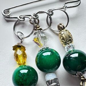 Brooch Pin Hand Crafted | Glass Beaded Artisan Multicolor Wire-Wrapped OOAK